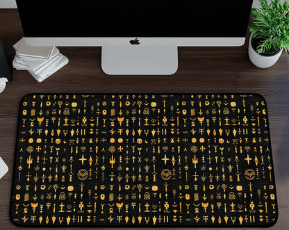 Golden Symbols Desk Mat | Alternative Office Decor | Multiple Size Options