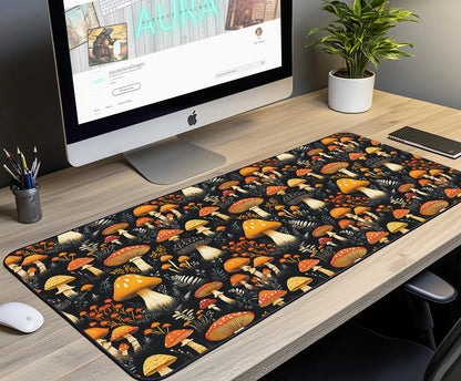 Vibrant Mushroom Desk Mat | Alternative Office Decor | Multiple Size Options