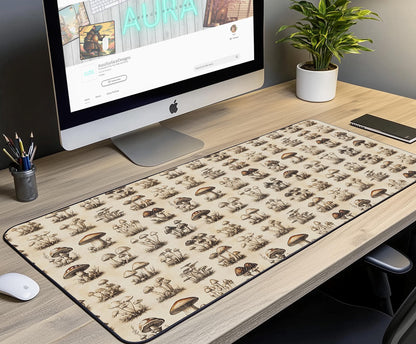 Botanical Mushroom Art Desk Mat | Alternative Office Decor | Multiple Size Options