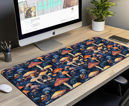 Whimsical Mushroom Forest Desk Mat | Alternative Office Decor | Multiple Size Options