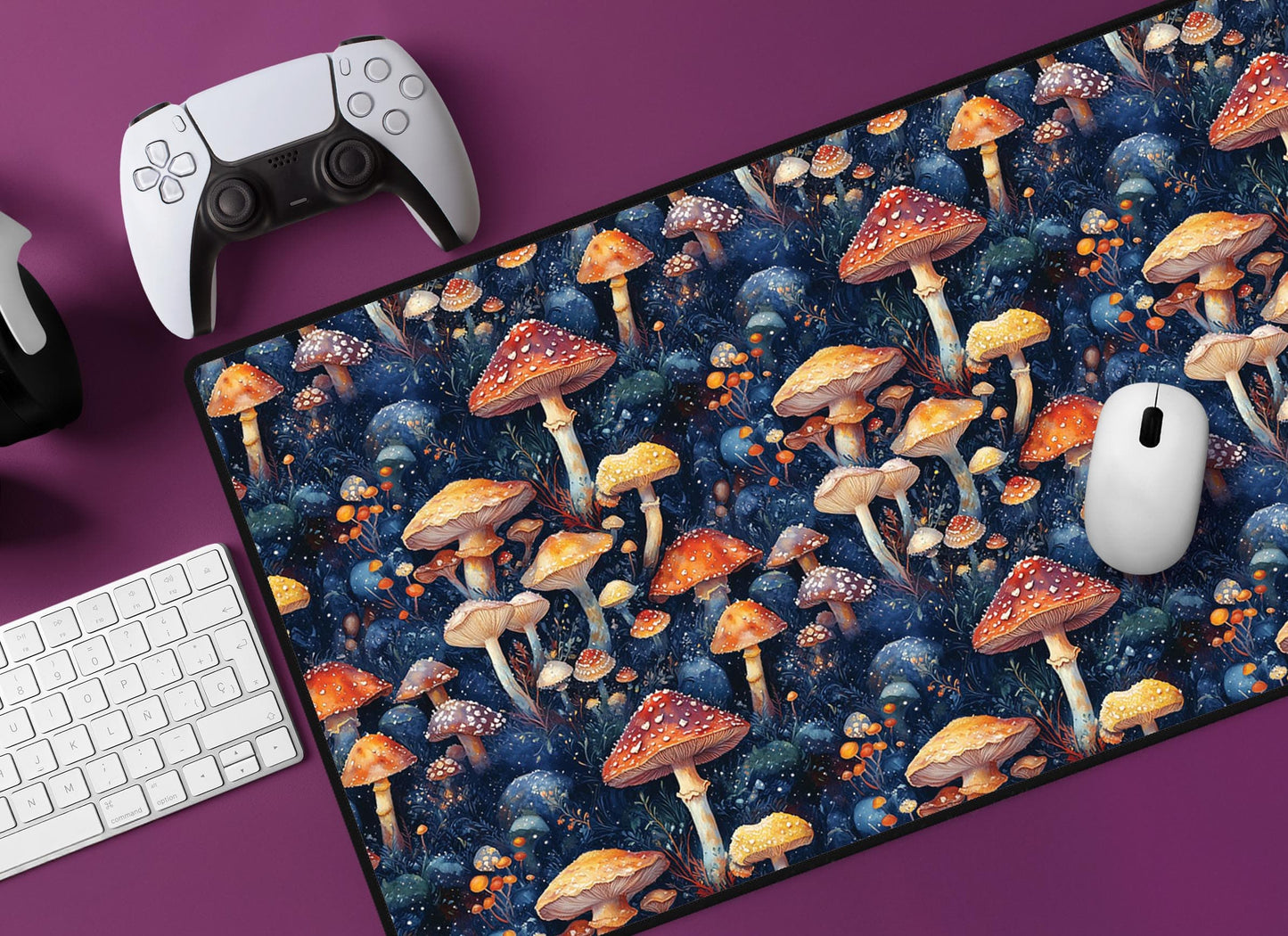 Whimsical Mushroom Forest Desk Mat | Alternative Office Decor | Multiple Size Options