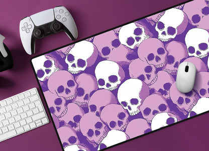 Pink Skull Pattern Desk Mat | Alternative Office Decor | Multiple Size Options