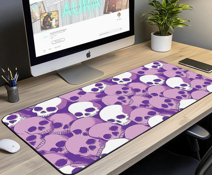 Pink Skull Pattern Desk Mat | Alternative Office Decor | Multiple Size Options