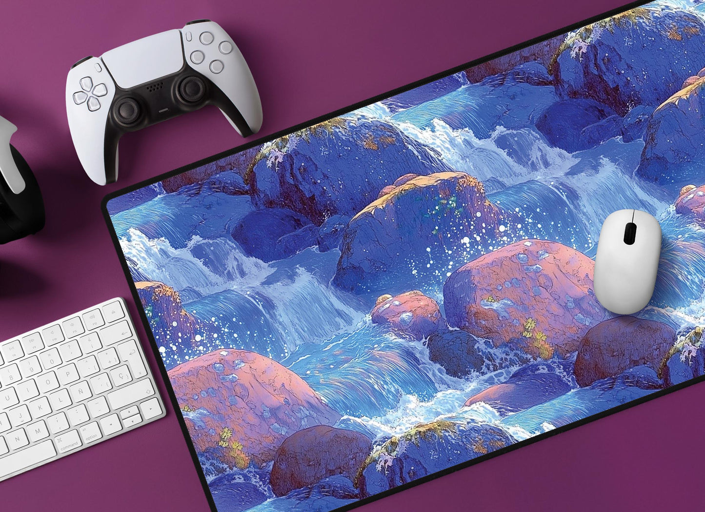 Tranquil Waterfall Desk Mat | Alternative Office Decor | Multiple Size Options