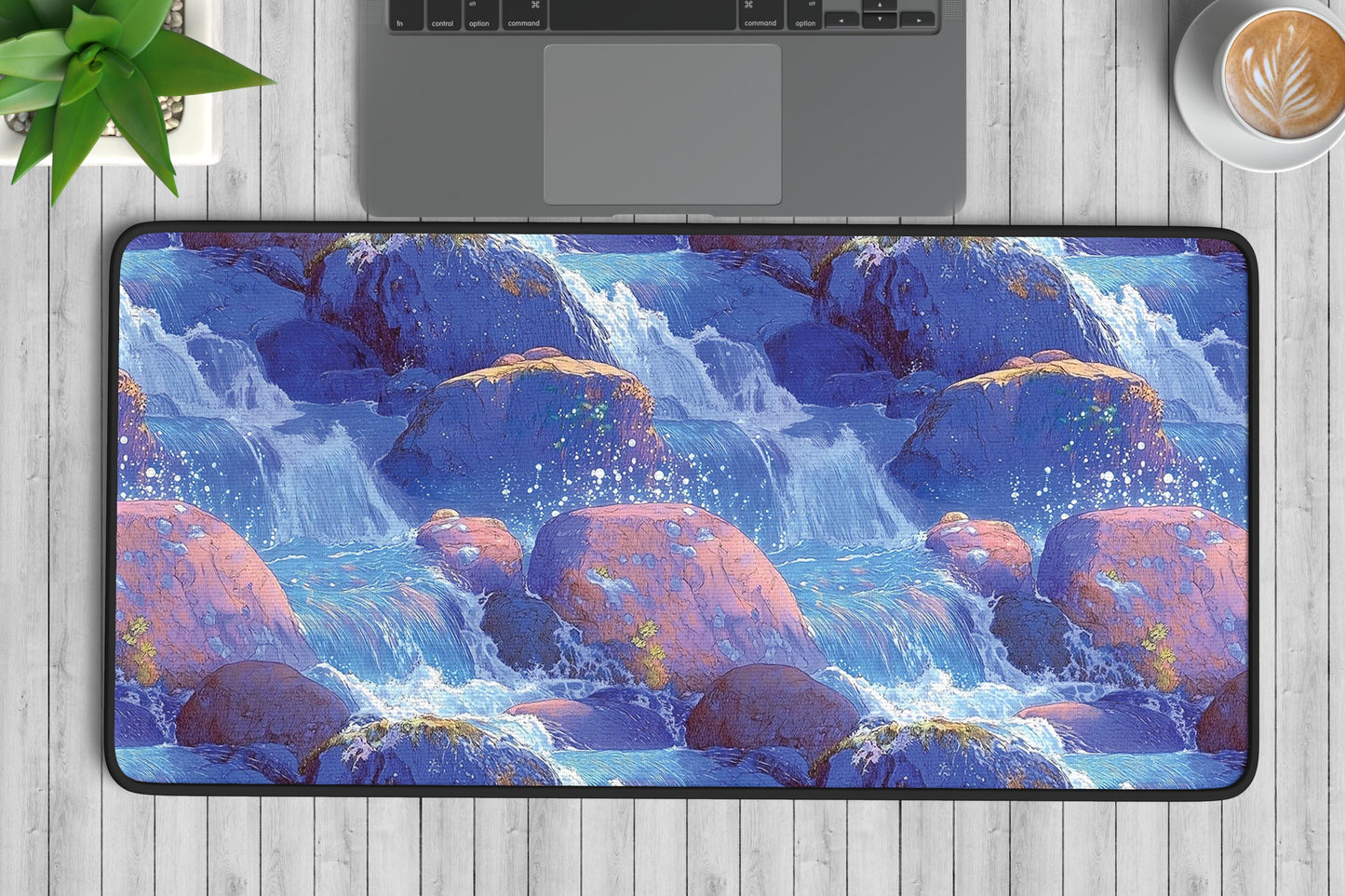 Tranquil Waterfall Desk Mat | Alternative Office Decor | Multiple Size Options