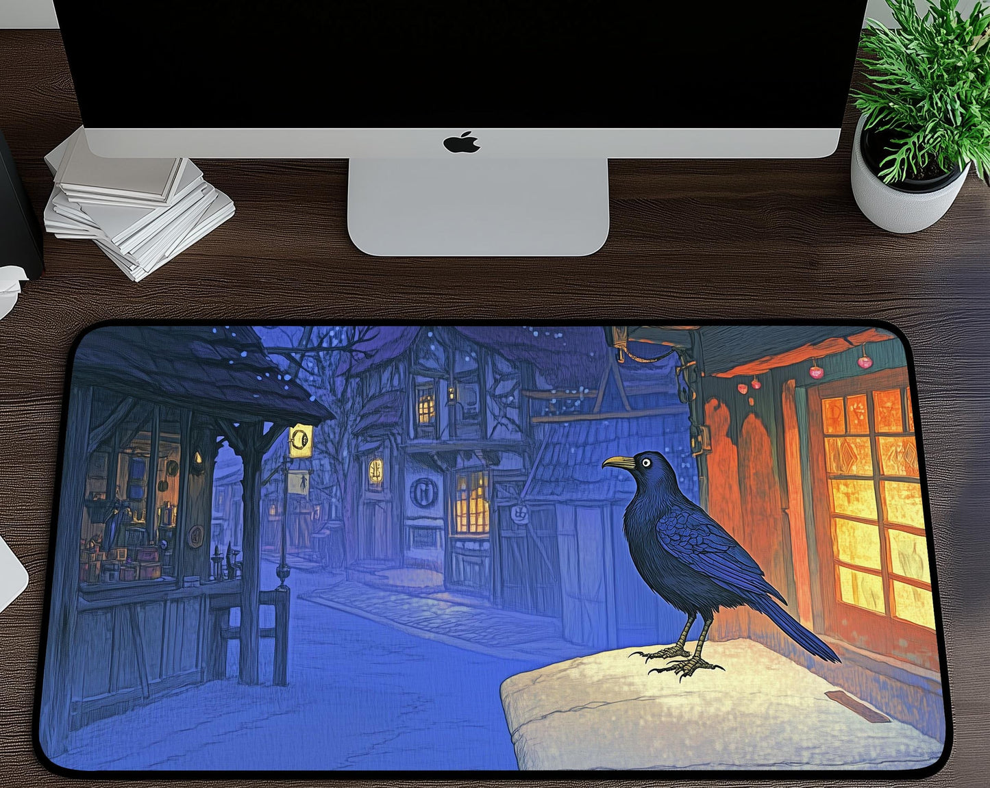 Mystical Crow Desk Mat | Alternative Office Decor | Multiple Size Options