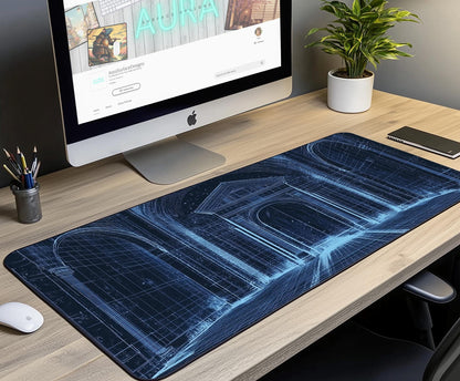 Digital Blueprint Desk Mat | Alternative Office Decor | Multiple Size Options