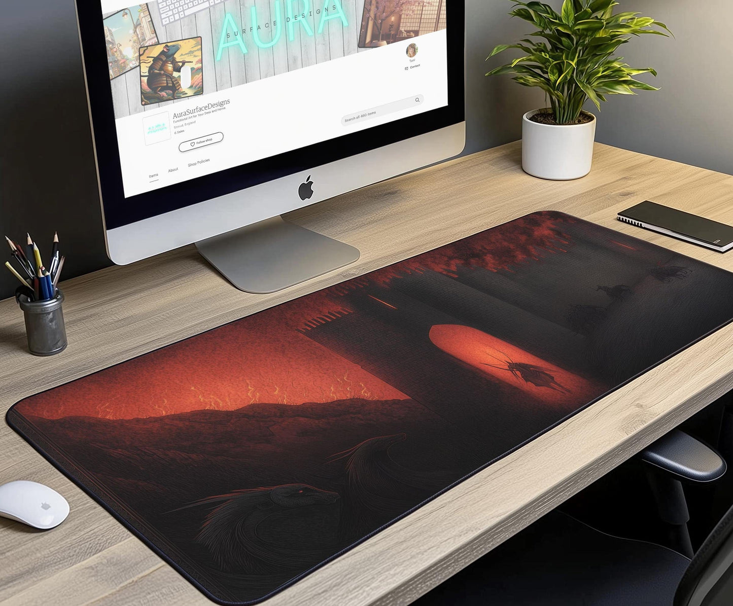 Dark Fantasy Castle Desk Mat | Alternative Office Decor | Multiple Size Options