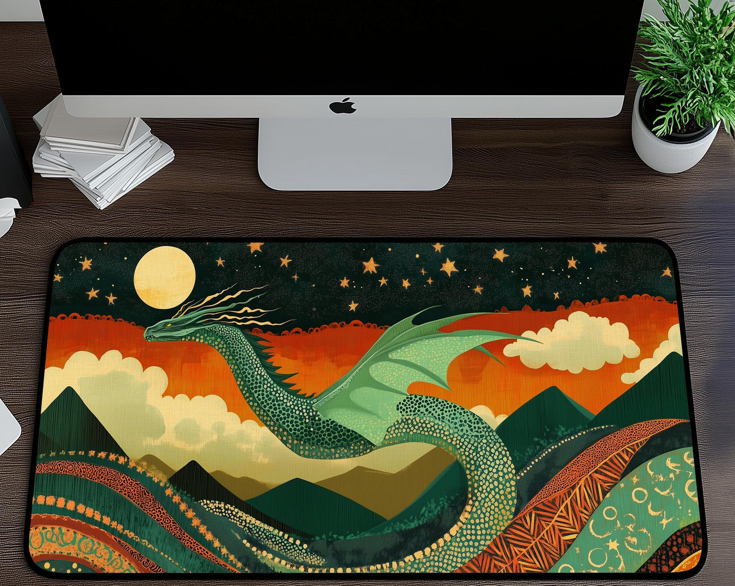 Celestial Dragon Desk Mat | Alternative Office Decor | Multiple Size Options