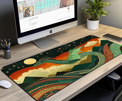 Celestial Dragon Desk Mat | Alternative Office Decor | Multiple Size Options