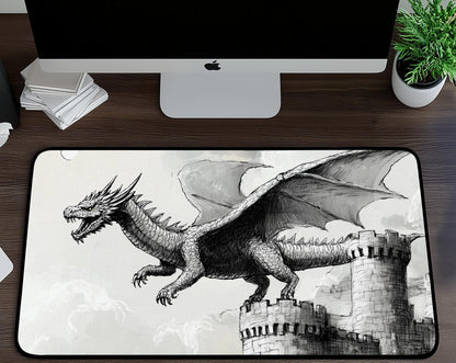 Dragon Illustration Desk Mat | Alternative Office Decor | Multiple Size Options