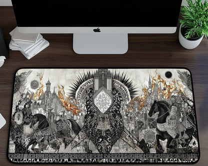 Black & White Art Desk Mat | Alternative Office Decor | Multiple Size Options