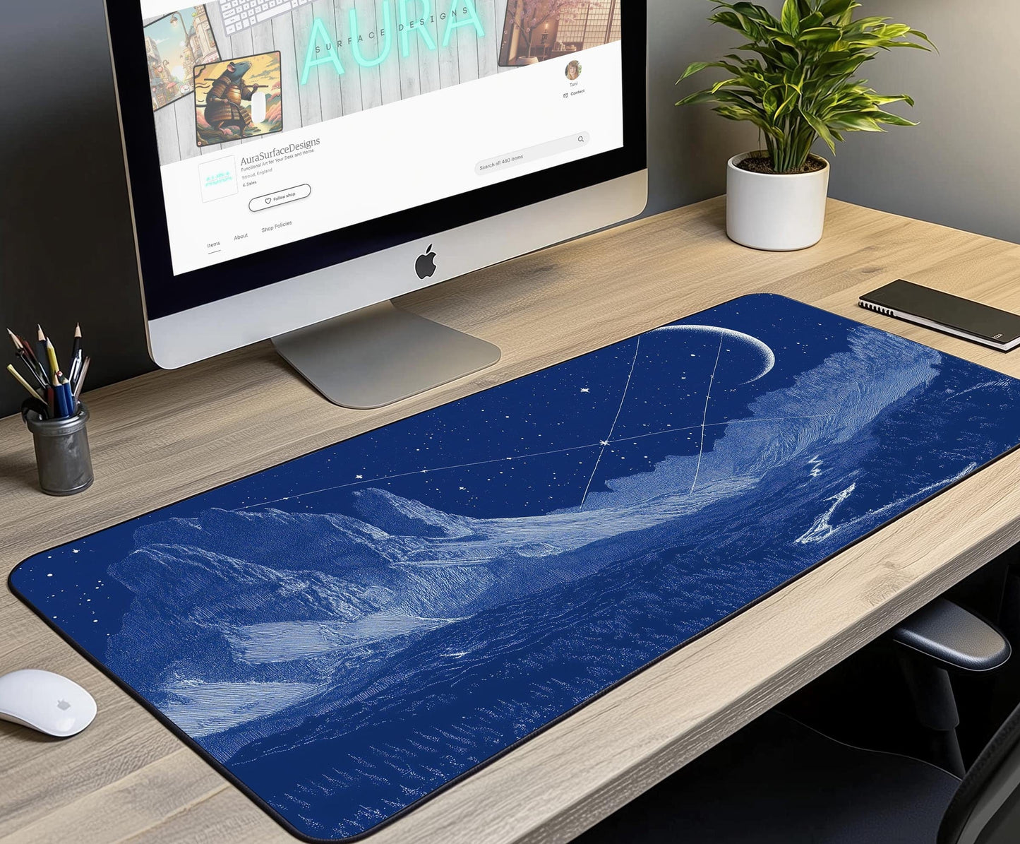 Mountain Landscape Desk Mat | Alternative Office Decor | Multiple Size Options