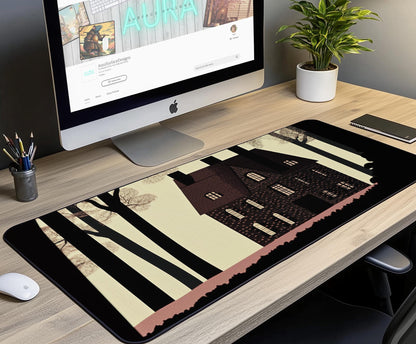 Haunting House Desk Mat | Alternative Office Decor | Multiple Size Options