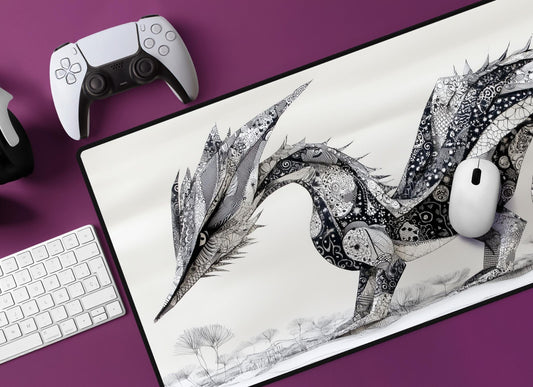 Origami Dragon Art Desk Mat | Alternative Office Decor | Multiple Size Options