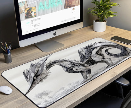 Origami Dragon Art Desk Mat | Alternative Office Decor | Multiple Size Options