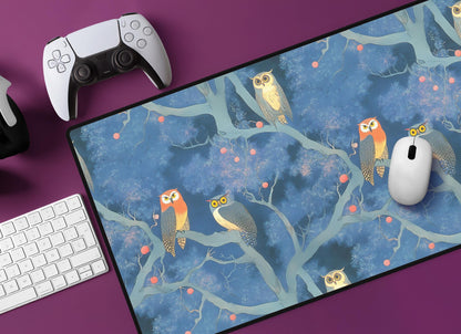 Whimsical Owl Pattern Desk Mat | Alternative Office Decor | Multiple Size Options