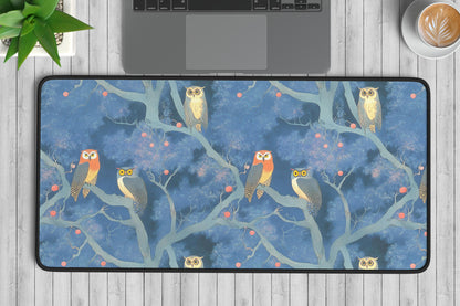 Whimsical Owl Pattern Desk Mat | Alternative Office Decor | Multiple Size Options