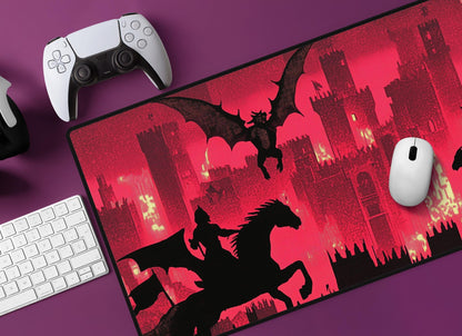 Dragon & Knight Art Desk Mat | Alternative Office Decor | Multiple Size Options