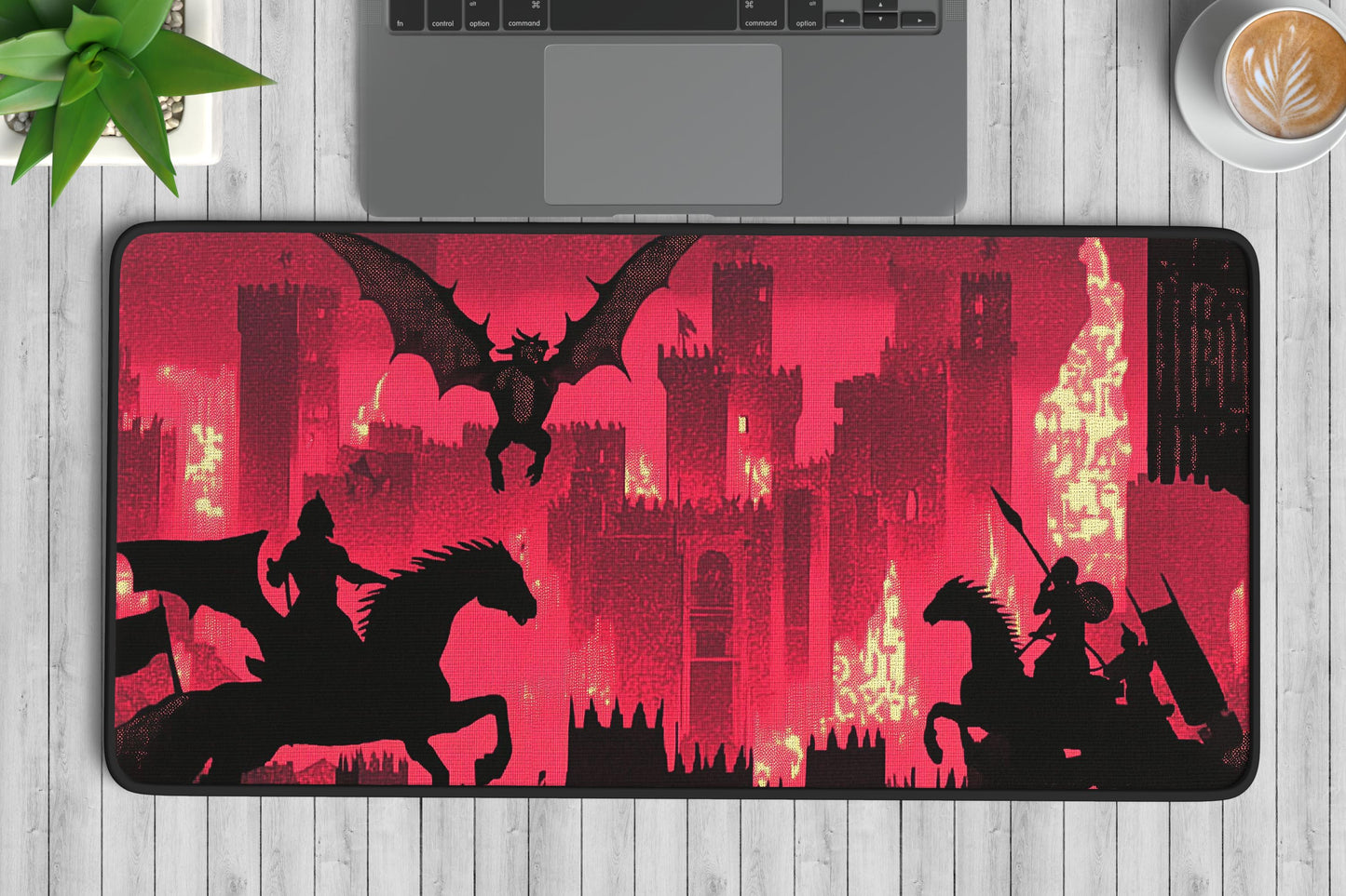 Dragon & Knight Art Desk Mat | Alternative Office Decor | Multiple Size Options