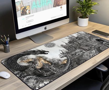 Fantasy Dragon Desk Mat | Alternative Office Decor | Multiple Size Options