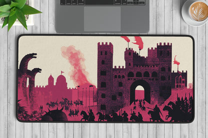 Fantasy Castle Battle Scene Desk Mat | XL Mouse Matt | Accessories For Home & Office