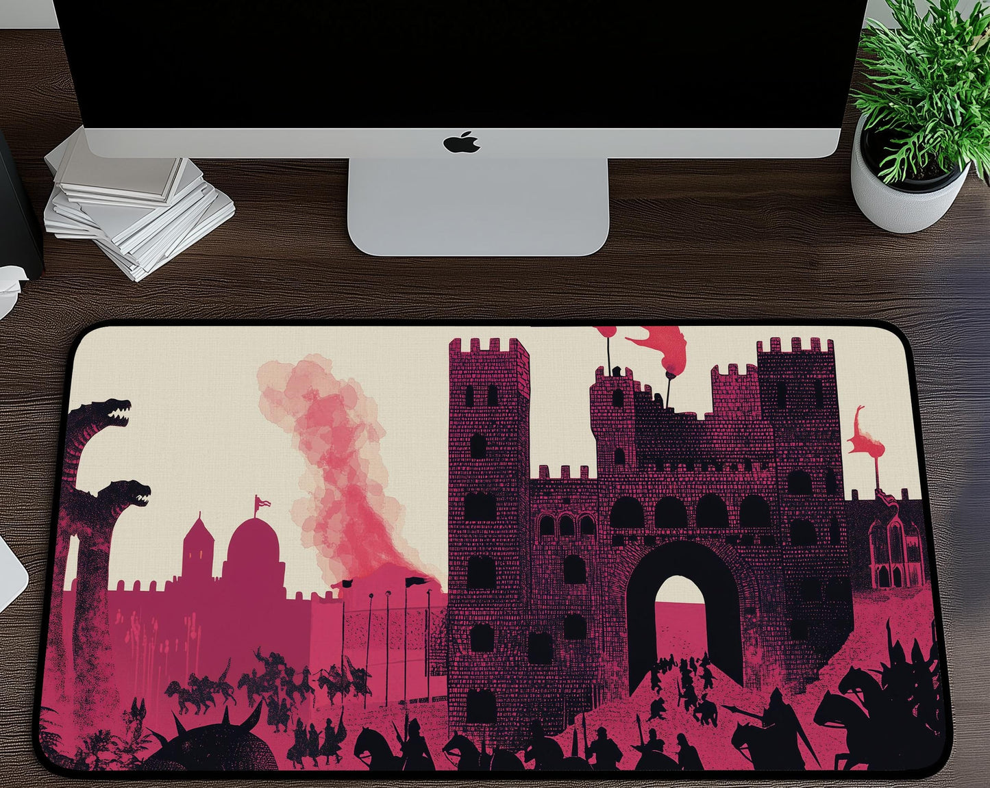 Fantasy Castle Battle Scene Desk Mat | XL Mouse Matt | Accessories For Home & Office