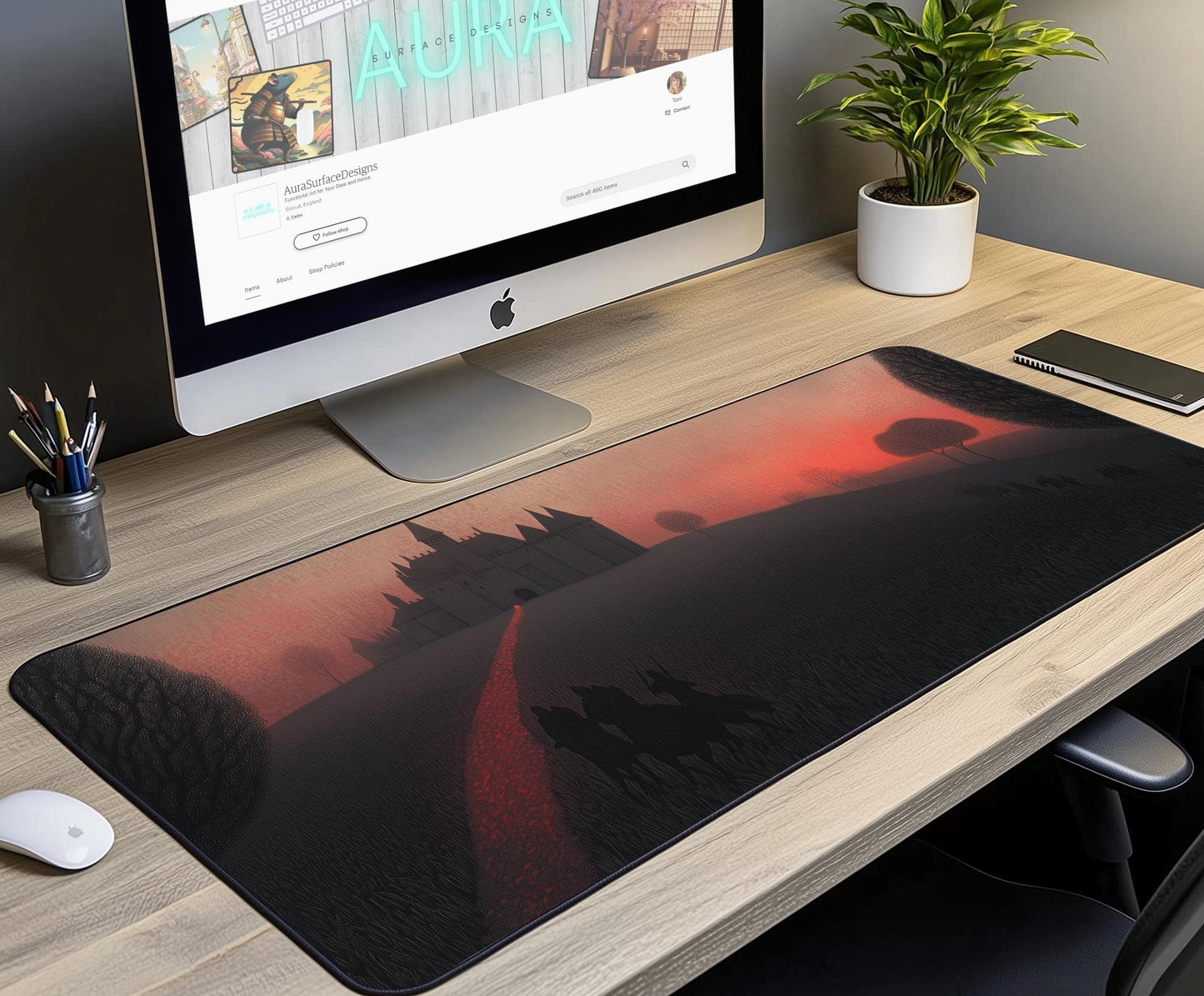 Majestic Castle Landscape Desk Mat | Alternative Office Decor | Multiple Size Options