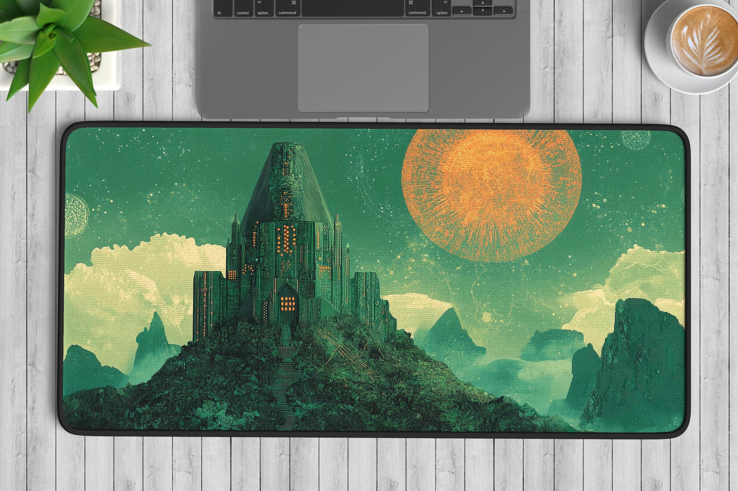 Futuristic Castle Desk Mat | Alternative Office Decor | Multiple Size Options