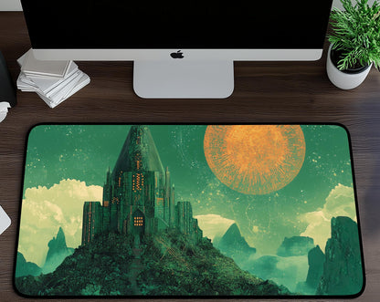 Futuristic Castle Desk Mat | Alternative Office Decor | Multiple Size Options