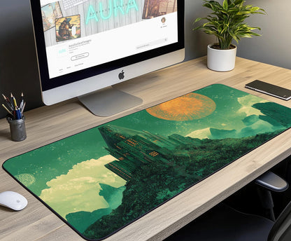 Futuristic Castle Desk Mat | Alternative Office Decor | Multiple Size Options