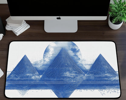 Geometric Blue Desk Mat | Alternative Office Decor | Multiple Size Options