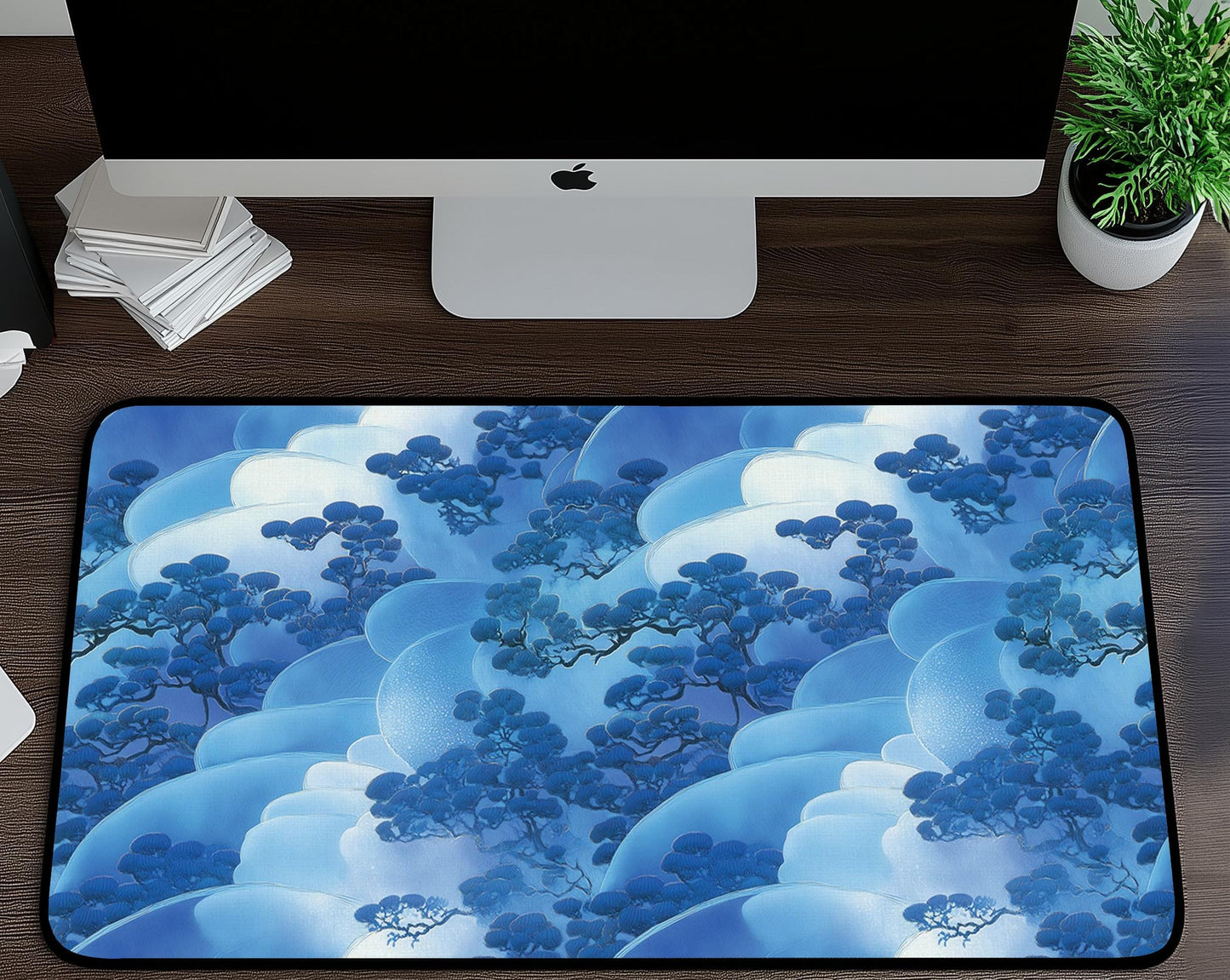 Blue Abstract Landscape Desk Mat | Alternative Office Decor | Multiple Size Options