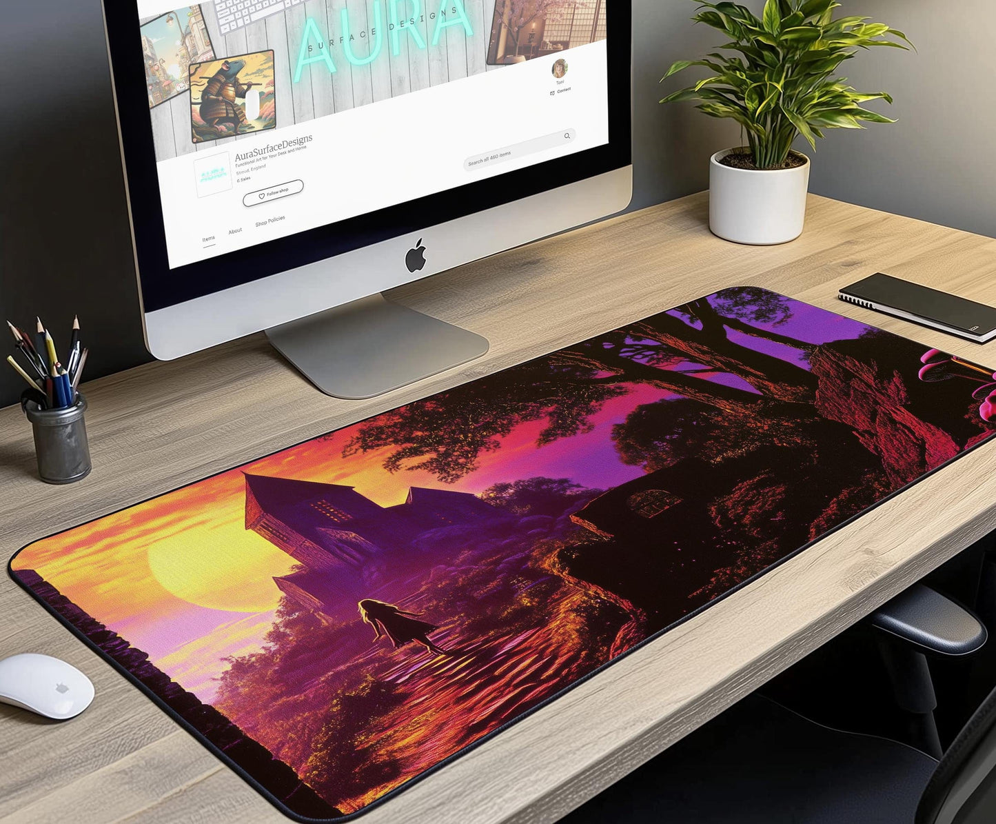 Enchanting Landscape Desk Mat | Alternative Office Decor | Multiple Size Options