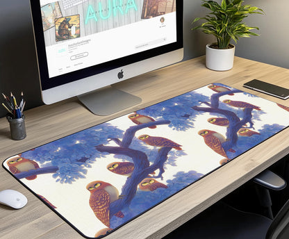 Owl Design Desk Mat | Alternative Office Decor | Multiple Size Options