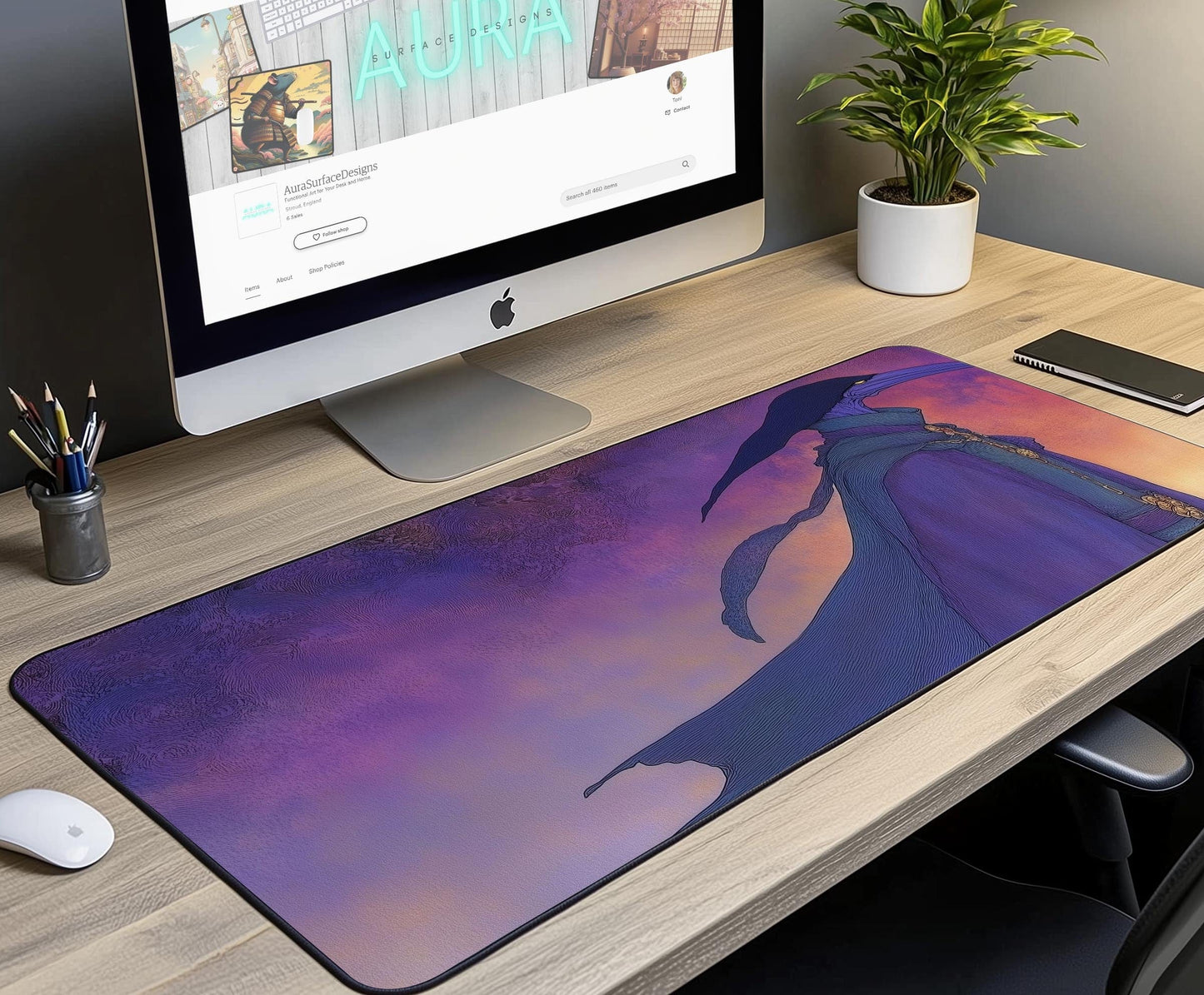 Mysterious Character Desk Mat | Alternative Office Decor | Multiple Size Options