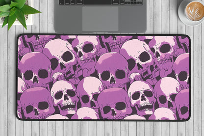 Vibrant Purple Skull Art Desk Mat | Alternative Office Decor | Multiple Size Options