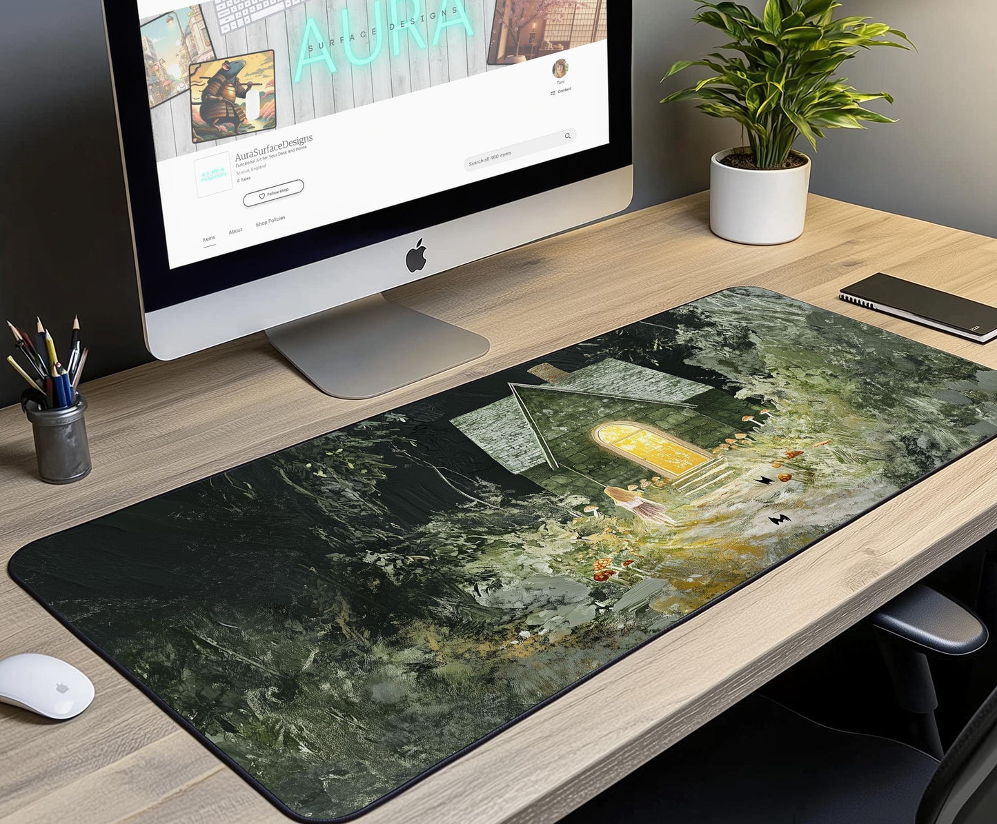 Whimsical Fairy Tale Scene Desk Mat | Alternative Office Decor | Multiple Size Options