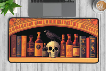 Raven & Skull Desk Mat | Alternative Office Decor | Multiple Size Options