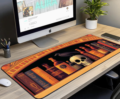 Raven & Skull Desk Mat | Alternative Office Decor | Multiple Size Options