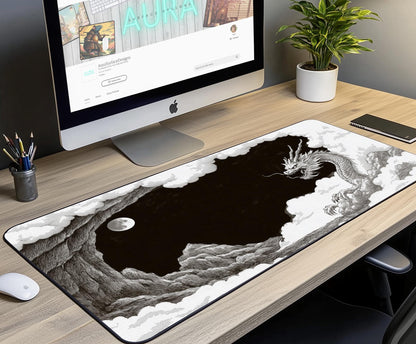 Majestic Dragon Cloud Art Desk Mat | Alternative Office Decor | Multiple Size Options