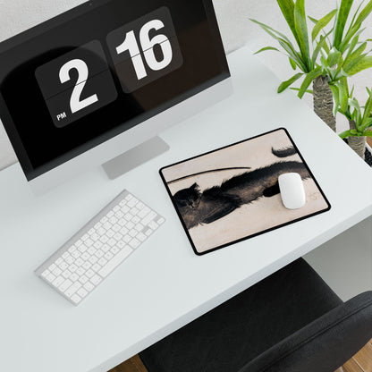 Artistic Black Cat Desk Mat | Unique Desk Decor | XL Mouse Matt | Accessories For Home & Office