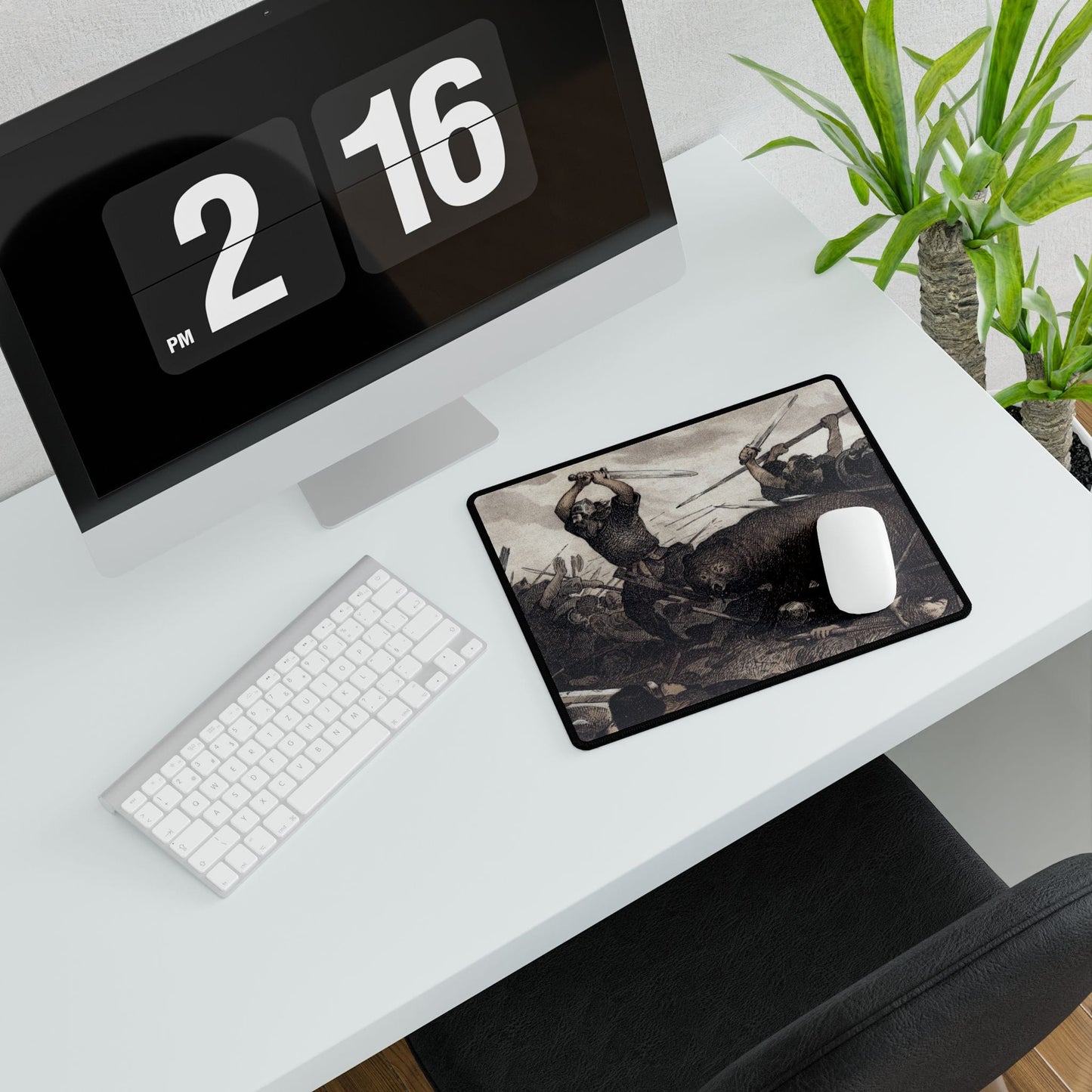 Epic Viking Battle Desk Mat | Dramatic Historical Scene | XL Mouse Matt | Accessories For Home & Office
