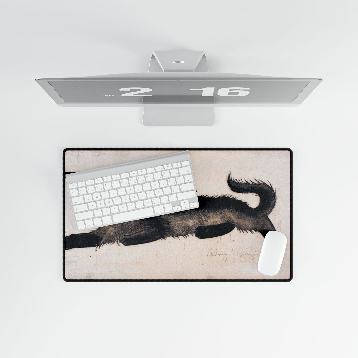 Artistic Black Cat Desk Mat | Unique Desk Decor | XL Mouse Matt | Accessories For Home & Office