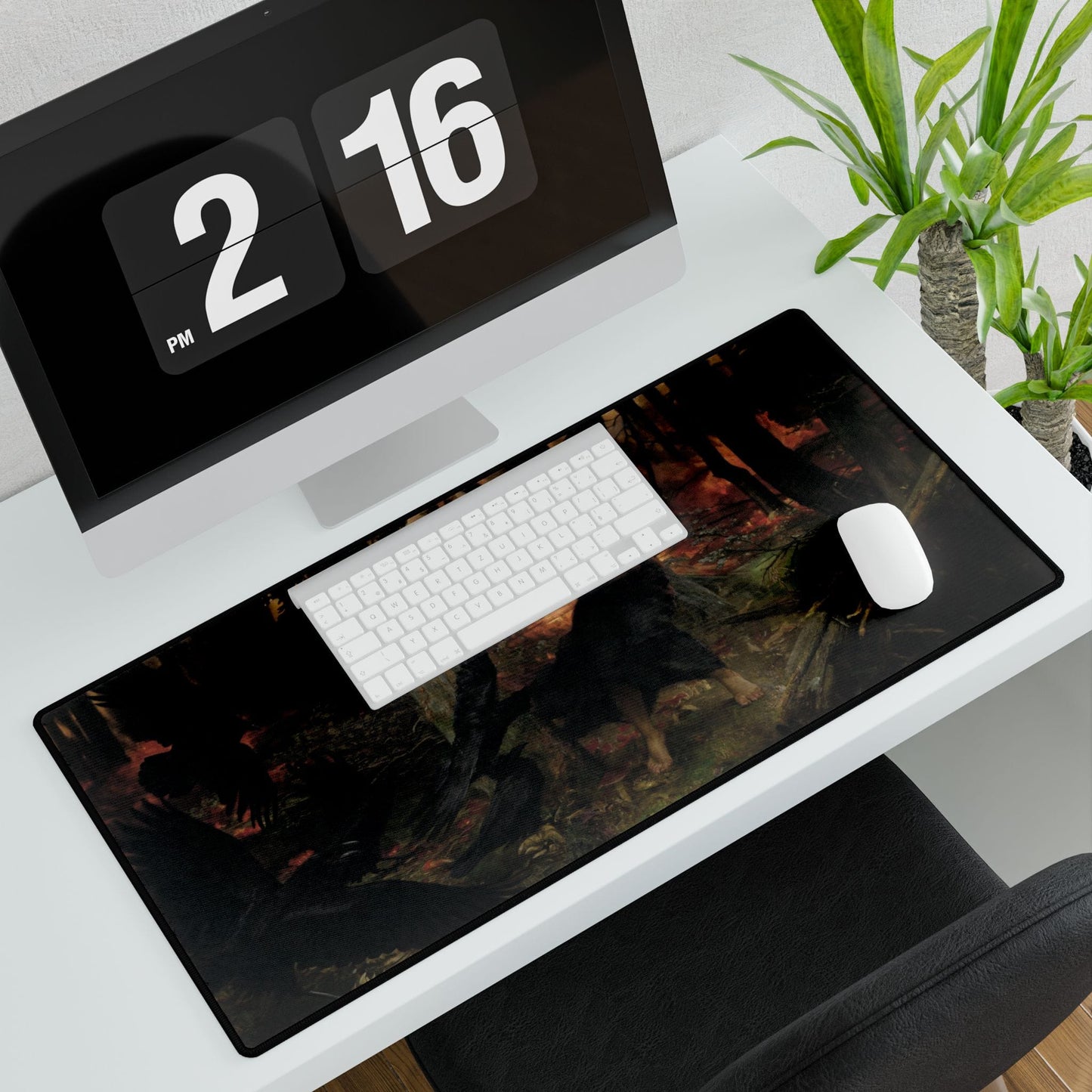 Mystical Forest Scene Desk Mat | Enigmatic Artwork for Home Decor | XL Mouse Matt | Accessories For Home & Office
