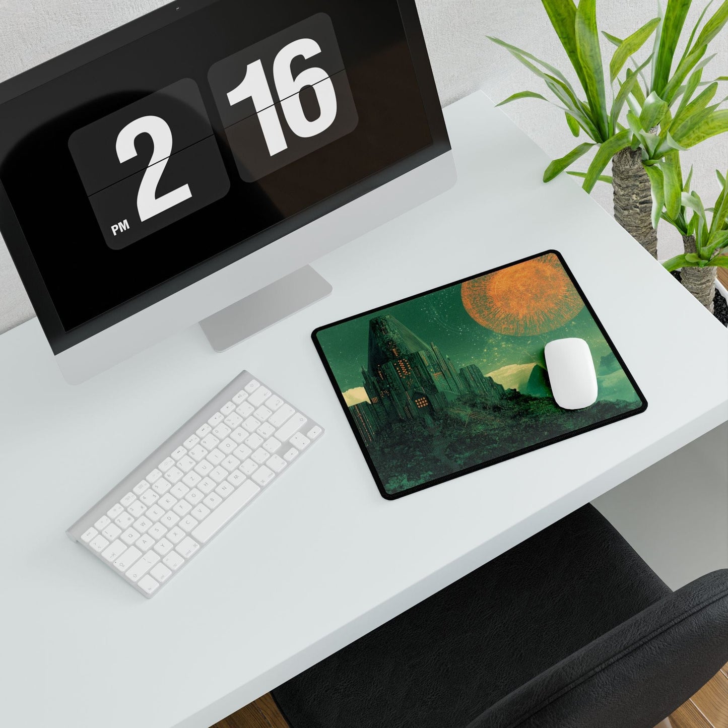 Futuristic Castle Desk Mat | Alternative Office Decor | Multiple Size Options