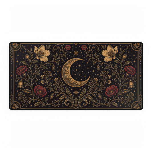 Floral Moonlight Elegance Desk Mat | Stunning Vintage Design | XL Mouse Matt | Accessories For Home & Office
