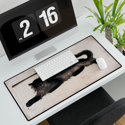 Artistic Black Cat Desk Mat | Unique Desk Decor | XL Mouse Matt | Accessories For Home & Office