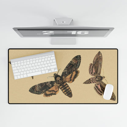 Vintage Moths Desk Mat | Antique Botanical Art | XL Mouse Matt | Accessories For Home & Office