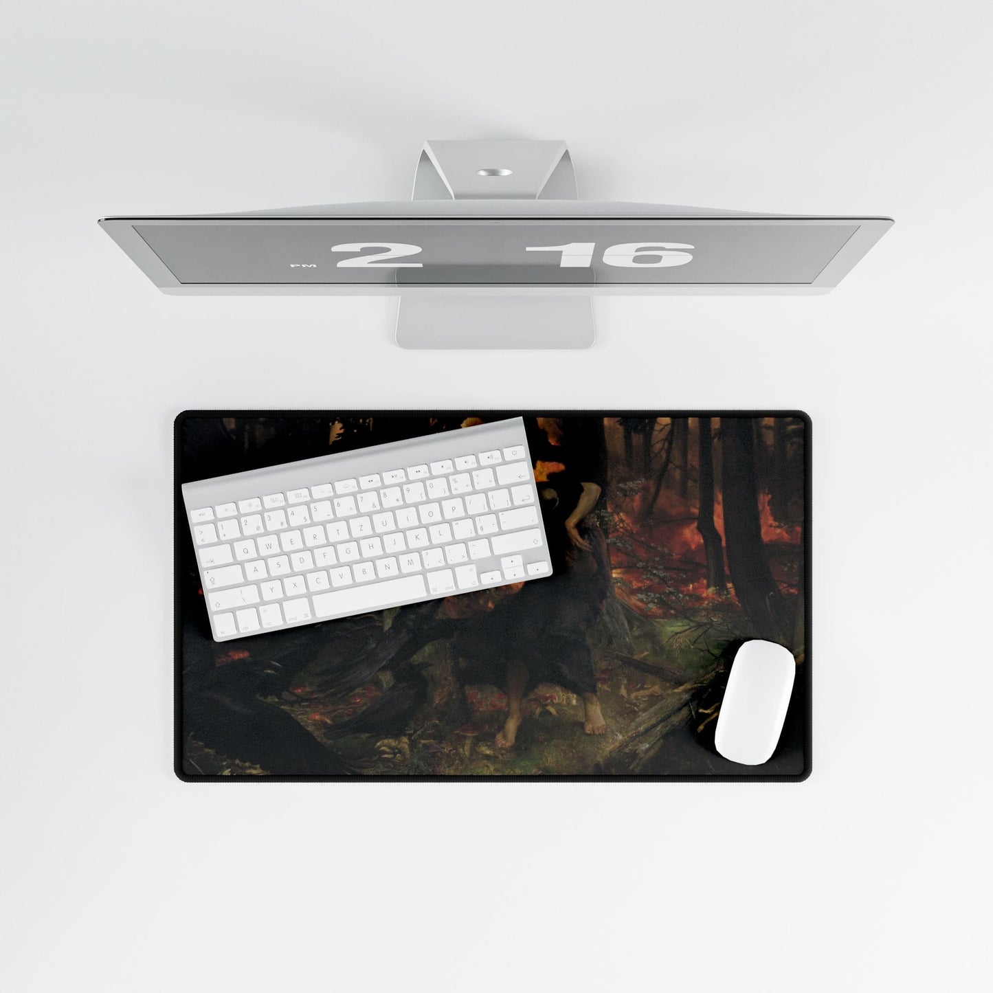 Mystical Forest Scene Desk Mat | Enigmatic Artwork for Home Decor | XL Mouse Matt | Accessories For Home & Office